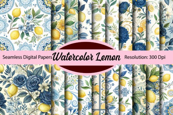Download Watercolor Lemon Seamless Digital Paper - Seamless digital paper Collection