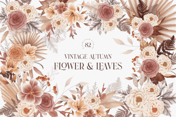 Download Vintage Autumn Flower Leaves Collection - Autumn flower Collection