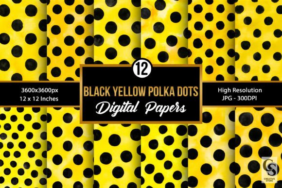 Download Black Yellow Watercolor Polka Dots - Polka dot Collection