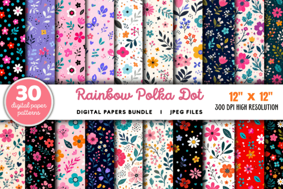 Download Rainbow Polka Dot Digital Paper Bundle - Polka dot Collection