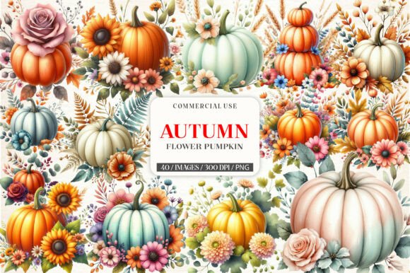 Download Watercolor Autumn Flower Pumpkin Clipart - Premium Resources