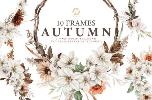 Download Autumn Flower Frame Watercolor PNG - Autumn flower Collection