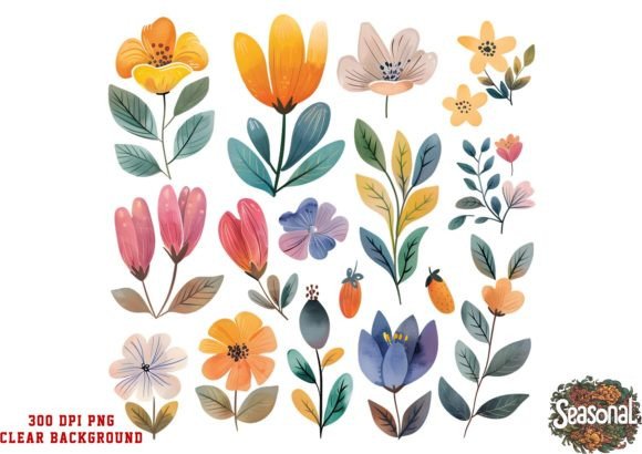 Download Cute Cartoon Autumn Flowers Clipart - Autumn flower Collection