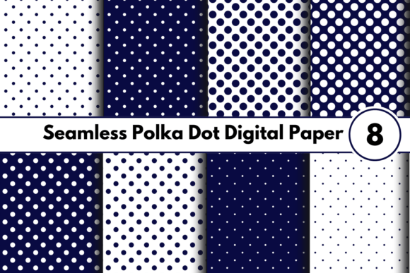Download Navy Polka Dot Digital Paper Set - Polka dot Collection