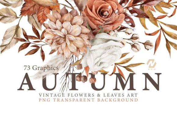 Download Vintage Autumn Flower Leaves PNG Clipart - Autumn flower Collection